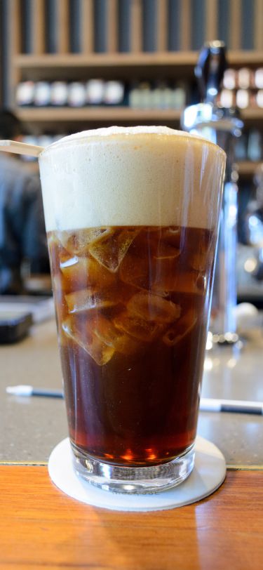 Iced coffee in a coffee bar